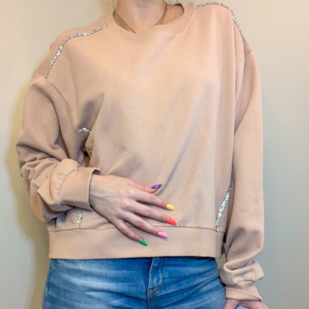 Pink Sweatshirt w Crystal Details